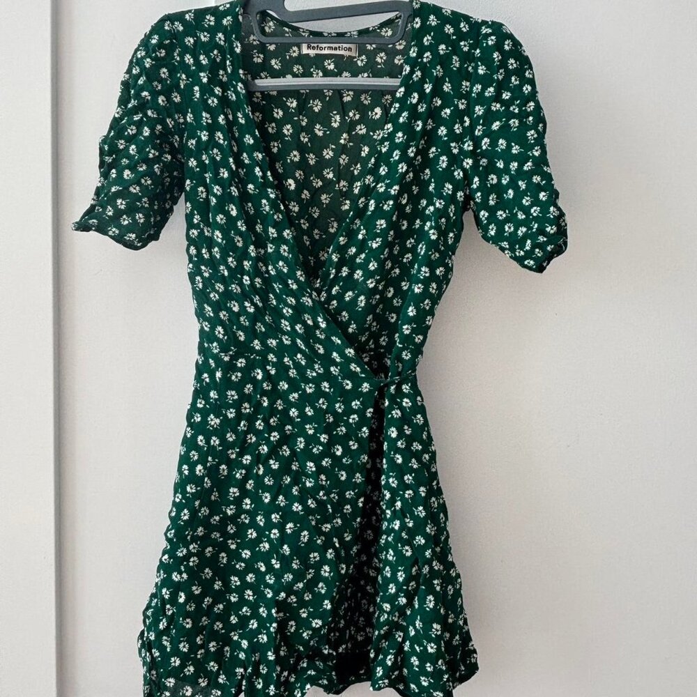 Reformation wrap mini dress